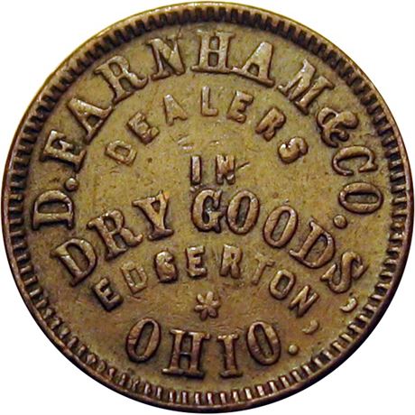 281  -  OH270A-5a R6 Raw VF+ Edgerton Ohio Civil War token