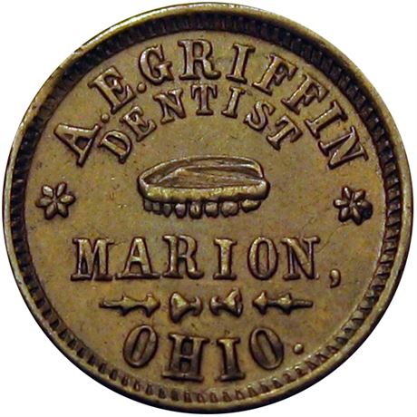 289  -  OH520A-1a R5 Raw EF+ Marion Ohio Civil War token Dentist