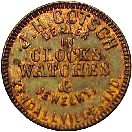 154  -  IN500H-1a R8 Raw MS62 Kendallville Indiana Civil War token
