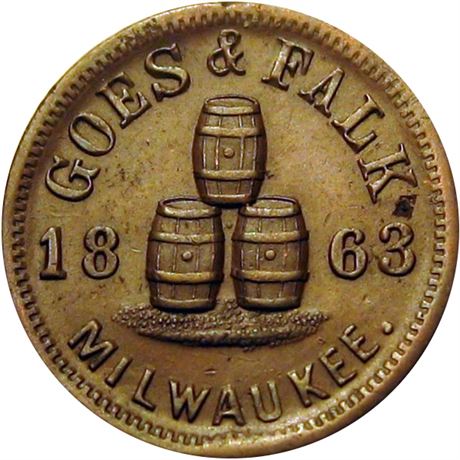 349  -  WI510 M-1a R4 Raw EF Milwaukee Wisconsin Civil War token