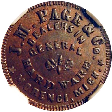 222  -  MI660A-2a R9 NGC MS64 BN Morenci Michigan Civil War token
