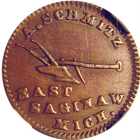 192  -  MI280E-2a R9 NGC AU58 BN East Saginaw Michigan Civil War token
