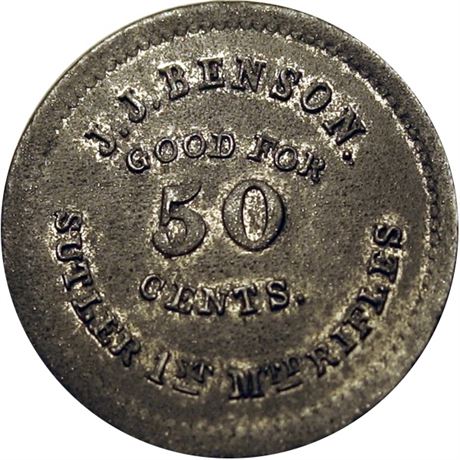 115  -  NY-1-50I R6 Raw EF+ 1st New York Mounted Rifles Civil War Sutler token