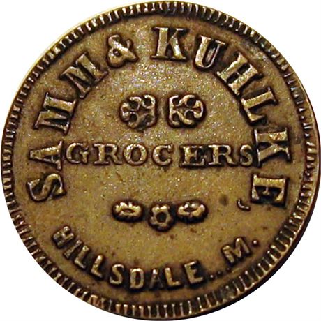 208  -  MI450M-2a R6 Raw EF+ Hillsdale Michigan Civil War token