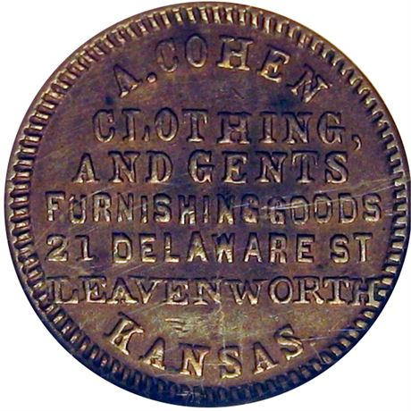 163  -  KS550A-1a R6 NGC AU55 BN Leavenworth Kansas Civil War token