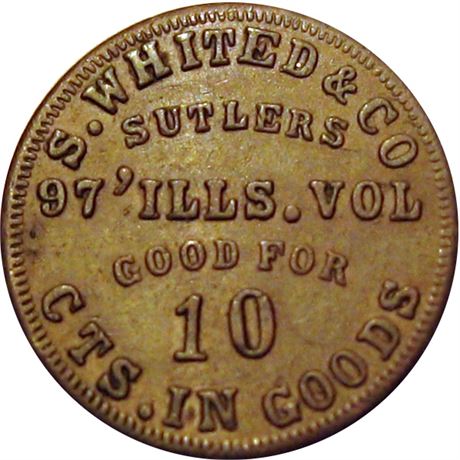 112  -  IL-97-10Ca R6 Raw EF 97th Illinois Volunteers Civil War Sutler token