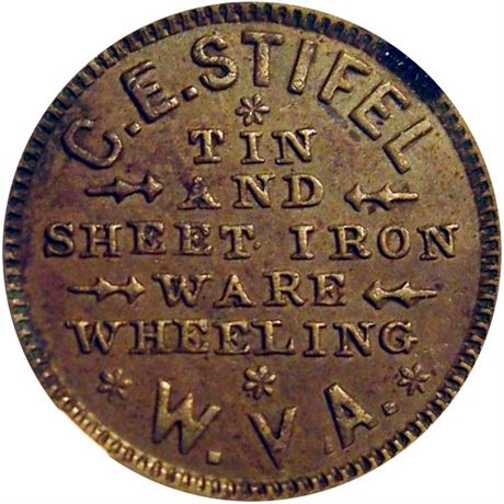 333  -  WV890G-5a R7 NGC AU58 BN Wheeling West Virginia Civil War token