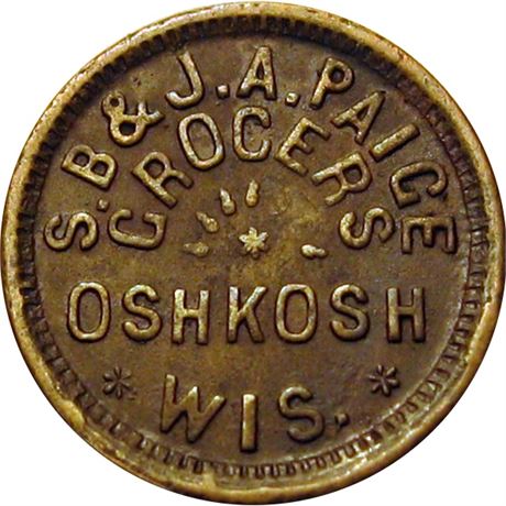 357  -  WI620L-1a R6 Raw VF+ Oshkosh Wisconsin Civil War token