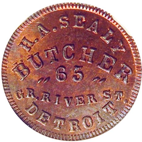 185  -  MI225BP-2a R6 NGC MS63 RB Detroit Michigan Civil War token