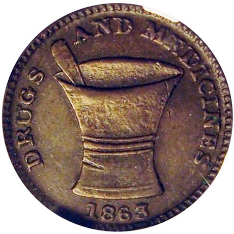 147  -  IN430D-2a R5 NGC AU 58 BN Huntington Indiana Civil War token