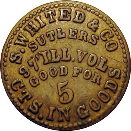 111  -  IL-97-05B R6 Raw EF 97th Illinois Volunteers Civil War Sutler token