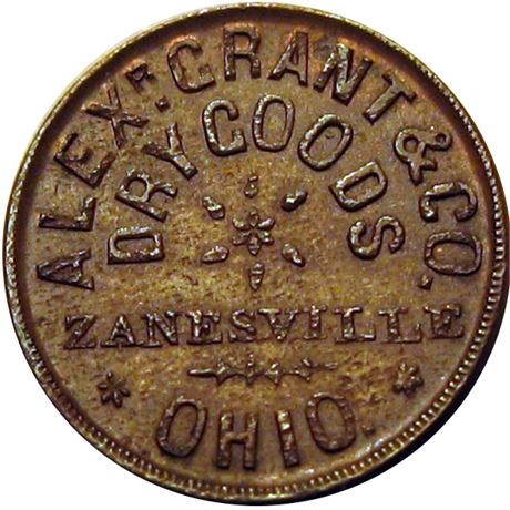 308  -  OH995E-1a R6 Raw AU+ Zanesville Ohio Civil War token Pool Cues and Balls