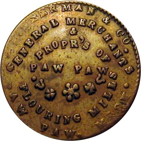 223  -  MI745C-1a R6 Raw VF+ Paw Paw Michigan Civil War token