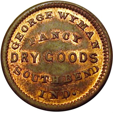 160  -  IN860G-3a R6 Raw MS64 South Bend Indiana Civil War token