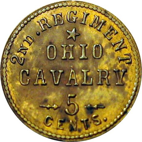116  -  OH-2a-05B R6 Raw UNC Details 2nd Ohio Cavalry Civil War Sutler token