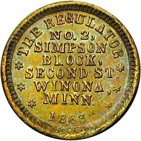 226  -  MN980B-1b R6 Raw EF Winona Minnesota Civil War token