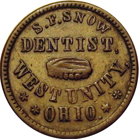 305  -  OH930D-3a R6 Raw EF+ West Unity Ohio Civil War token Dentist
