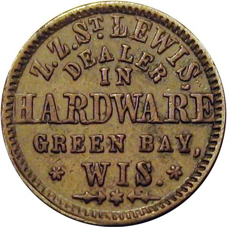 336  -  WI250I-4a R7 Raw VF+ Green Bay Wisconsin Civil War token