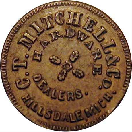 203  -  MI450J-1a R7 Raw AU+ Hillsdale Michigan Civil War token