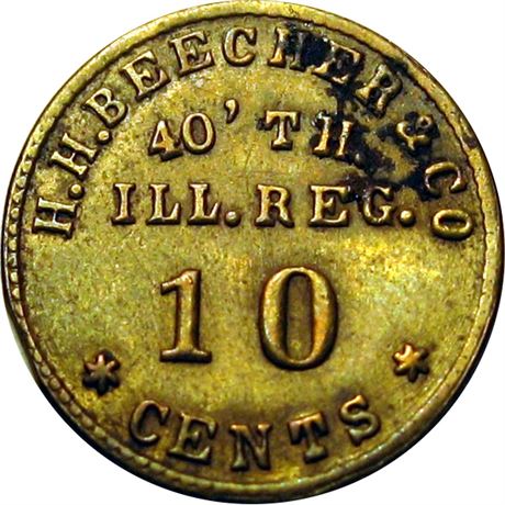 110  -  IL-40-10B R7 Raw AU Details 40th Illinois Civil War Sutler token