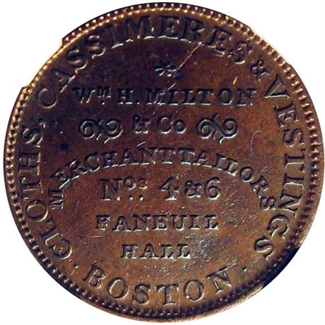 463  -  LOW 266 / HT-164 R1 NGC AU Details Boston Massachusetts Hard Times token