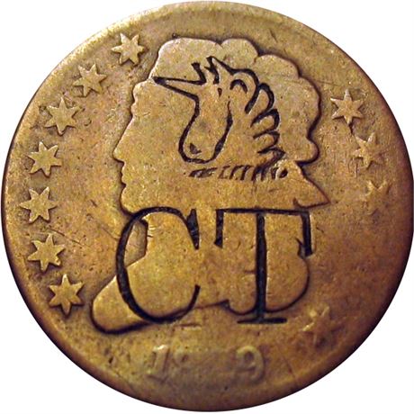 401  -  (Unicorn) / CT on 1829 Half Cent