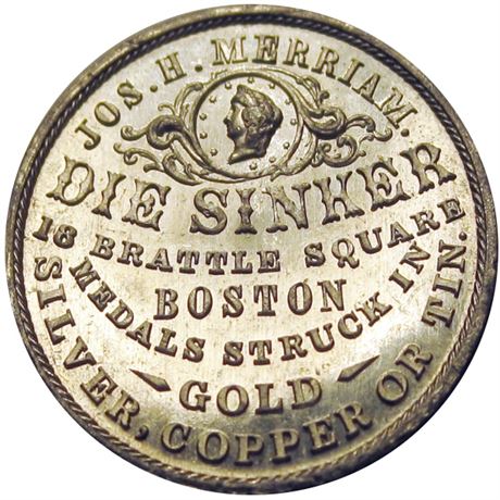 500  -  MILLER MA  69A  Raw MS63 Boston Massachusetts Merchant token