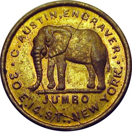 505  -  MILLER NY   49  Raw MS63  New York Merchant token Jumbo Elephant