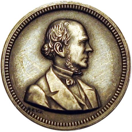 589  -  HS-1868-11 Silver  Raw MS62 Horatio Seymour Political Campaign token