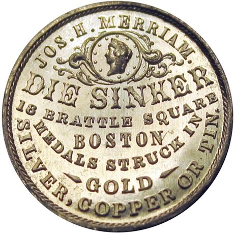 498  -  MILLER MA  68A  Raw MS63 Boston Massachusetts Merchant token