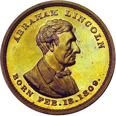 493  -  MILLER MA  58A  Raw MS63 Boston Massachusetts Merchant token Lincoln