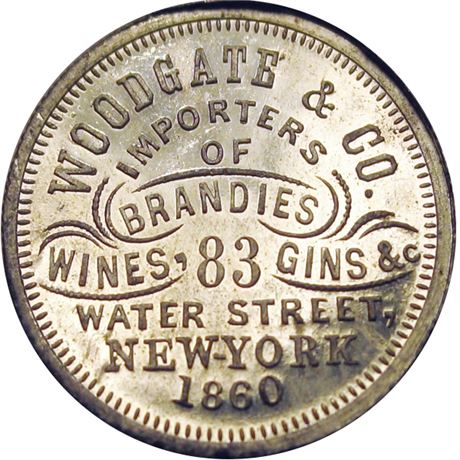 549  -  MILLER NY  971  Raw MS62  New York Merchant token