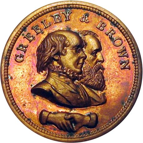 588  -  HG 1872-22 Cu  Raw AU+ Horace Greeley Political Campaign token