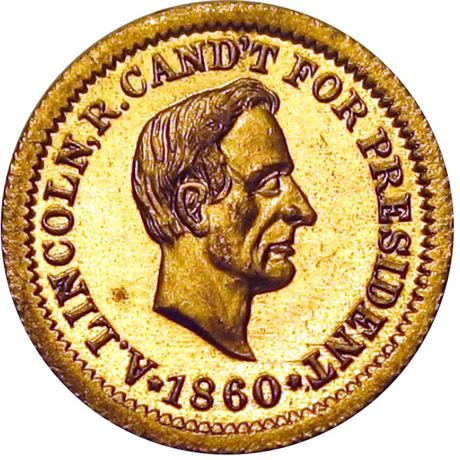516  -  MILLER NY  419  Raw MS63  New York Merchant token Abraham Lincoln