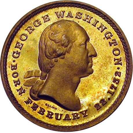 492  -  MILLER MA  57A  Raw MS64 Boston Massachusetts Merchant token Washington