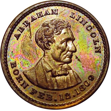 579  -  AL 1860-45 Cu  Raw MS63 Abraham Lincoln Political Campaign token