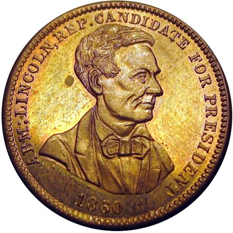 580  -  AL 1860-51 Br  Raw MS62 Abraham Lincoln Political Campaign token