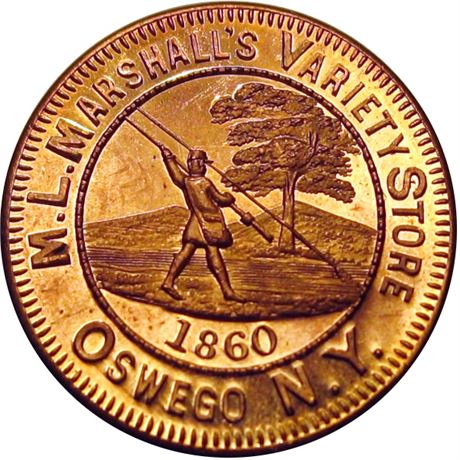 552  -  MILLER NY 1008  Raw MS65 Oswego New York Merchant token Coin Dealer