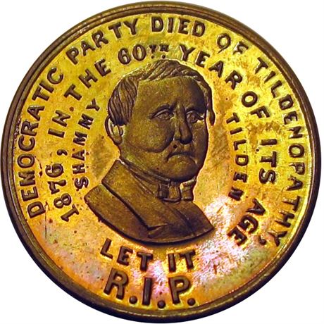 594  -  SJT 1876-5 Br  Raw MS64 Samuel Tilden Political Campaign token