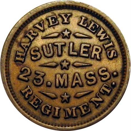 125  -  MA-23-50C R6 Raw EF+ 23rd Massachusetts Civil War Sutler token