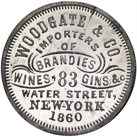 616  -  MILLER NY  971  Raw MS63  New York Merchant token