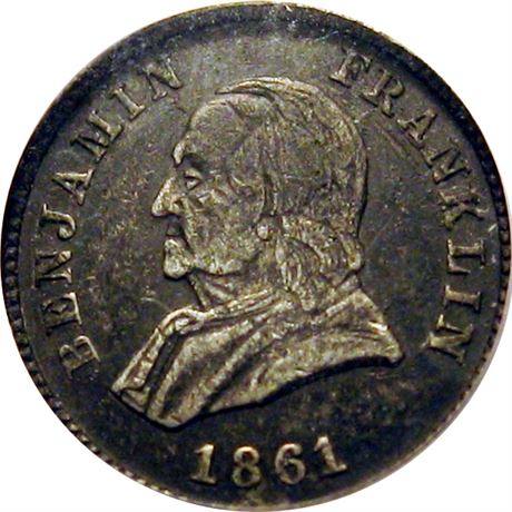 332  -  PA525A-1e R5 ICG VF30 Coin Dealer Pennsylvania Civil War token