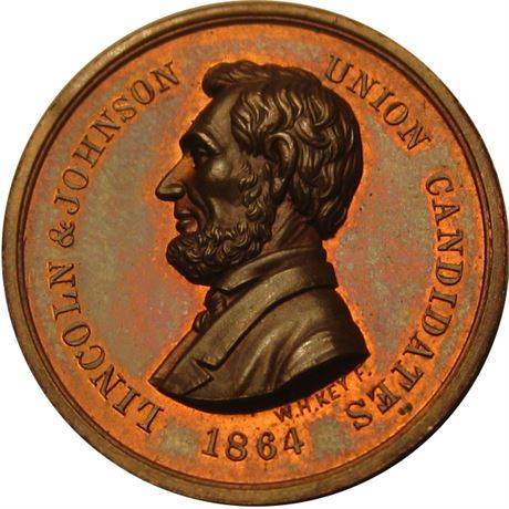 650  -  AL 1864-05 Cu  Raw MS64 Abraham Lincoln Political Campaign token