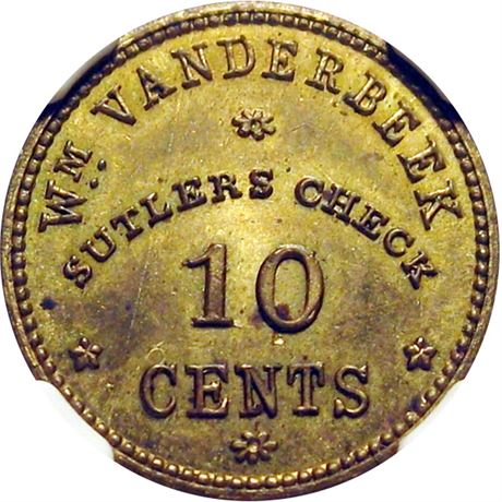 127  -  NY-158-10B R8 NGC MS64 New York Civil War Sutler token