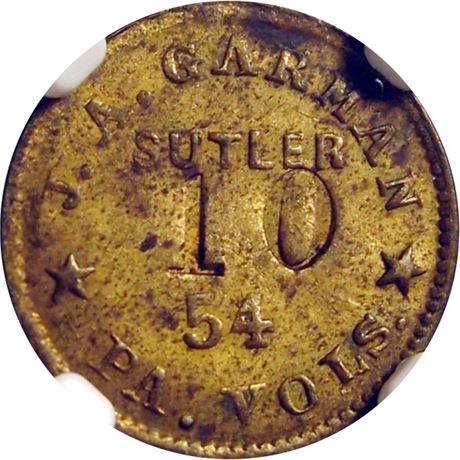 136  -  PA-54-010Ba R6 NGC MS61 Pennsylvania Civil War Sutler token