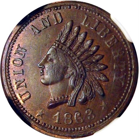 34  -   99/292 a R3 NGC MS64 BN  Patriotic Civil War token