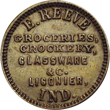 175  -  IN550H-1a R6 Raw EF+ Ligonier Indiana Civil War token