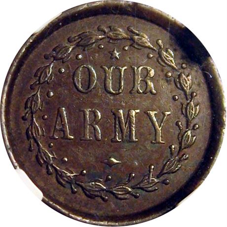 16  -   51/333 a R6 NGC AU50 BN Rare Reverse Patriotic Civil War token