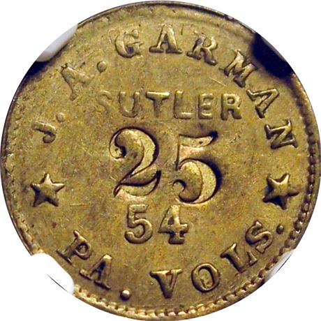 137  -  PA-54-025B R5 NGC AU58 Pennsylvania Civil War Sutler token