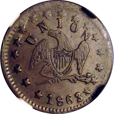 62  -  155/431 a R4 NGC AU55 BN Indiana Primitive Patriotic Civil War token